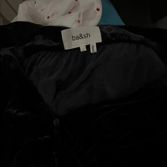 ba&sh Velvet Silk Blend Dress in Midnight Blue Black - Picture 7 of 12